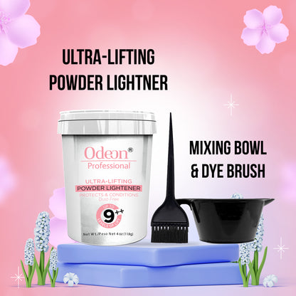 Odeon Professional Ultra-Lifting Powder Up To 9++ level With Mixing Bowl &amp; Dye Brush (4oz)