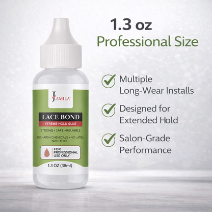 J.AMILA® Lace Bond Xtreme Hold Glue | Invisible, Non-Toxic Professional Wig Adhesive – 1.3 oz (38 ml)