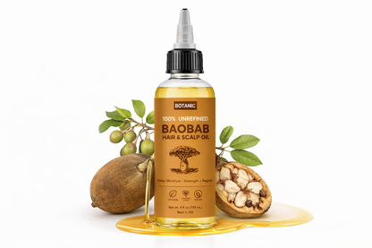 100% Unrefined Baobab Hair &amp; Scalp Oil – Deep Moisture, Strength &amp; Repair | Vegan, Cruelty-Free 4 fl oz (118 mL)