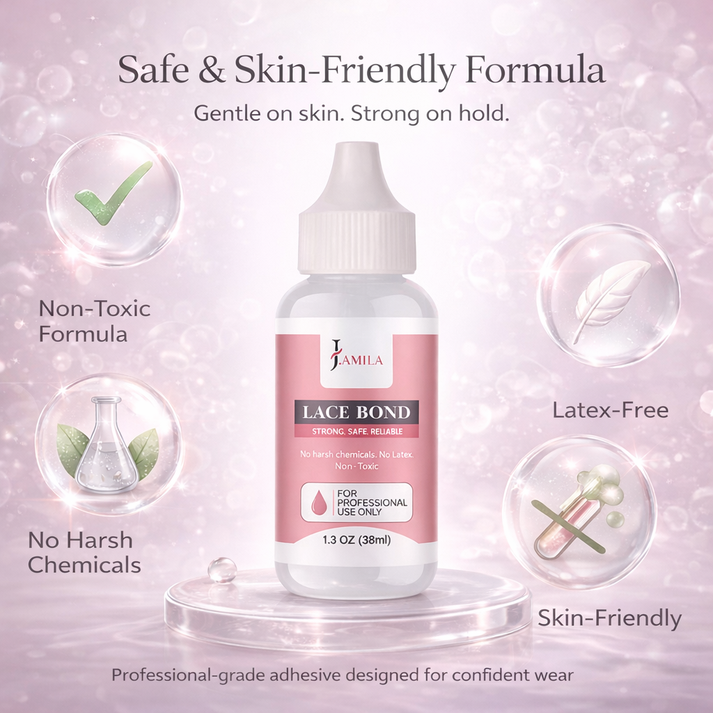 J.AMILA® Professional Lace Bond Strong, Safe, Reliable Hair Adhesive Water and Oil Resistant for Invisible Wig Bonding 1.3 oz 38ml