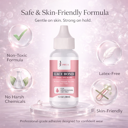 J.AMILA® Professional Lace Bond Strong, Safe, Reliable Hair Adhesive Water and Oil Resistant for Invisible Wig Bonding 1.3 oz 38ml