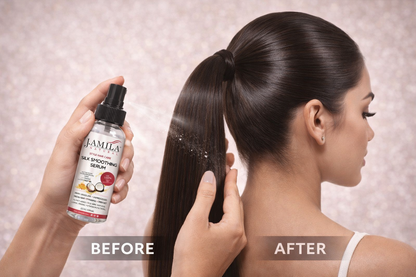 J. Amila Natural Silk Smoothing Serum with cocnut Oil – Heat Protectant, Frizz Control &amp; High Gloss Shine for Natural Hair, Wigs &amp; Extensions (2 oz / 59.2 ml)