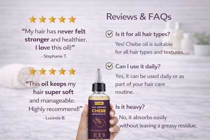 100% Unrefined Chebe Hair &amp; Scalp Oil – Strength, Nourishment &amp; Moisture Retention | Vegan, Cruelty-Free 4 fl oz (118 mL)