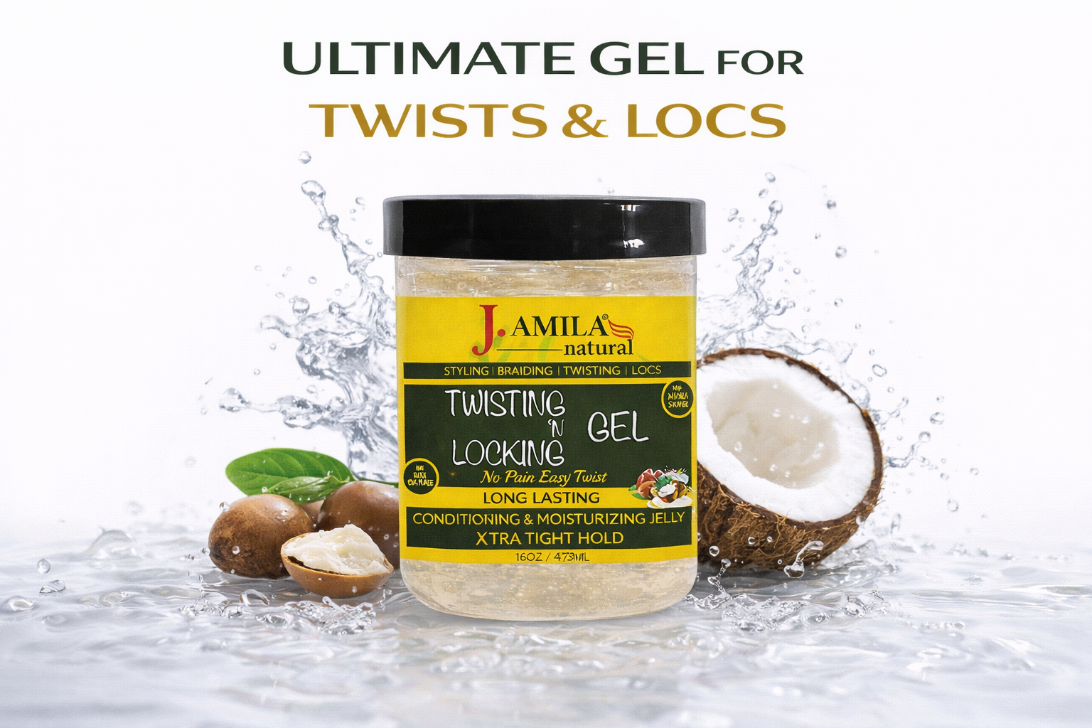 Jamila Natural Award-Winning– Xtra Hold Twisting ‘N Locking Gel (16oz / 473ml)