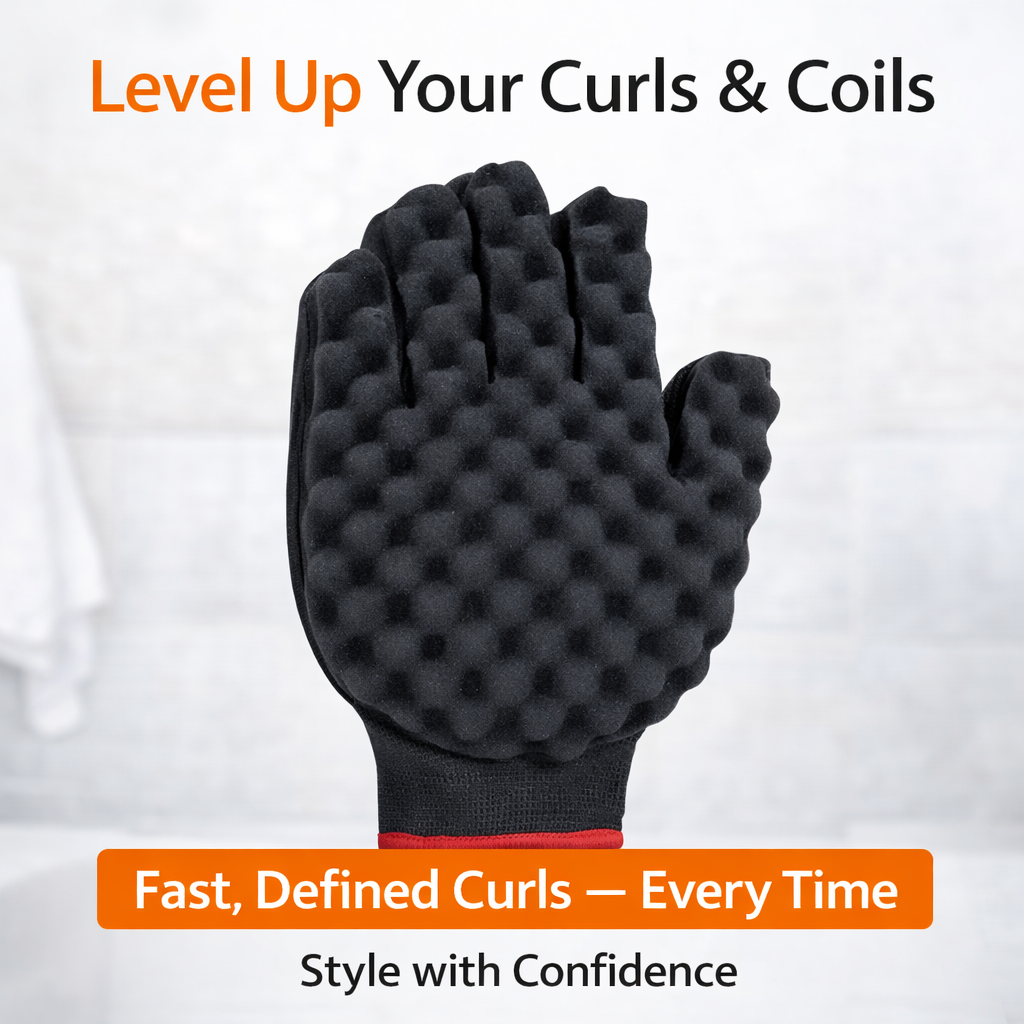 Sponge Brush Glove Double-Sided for Curls and Coils, Curling Sponge Glove for Men or Women 1pc
