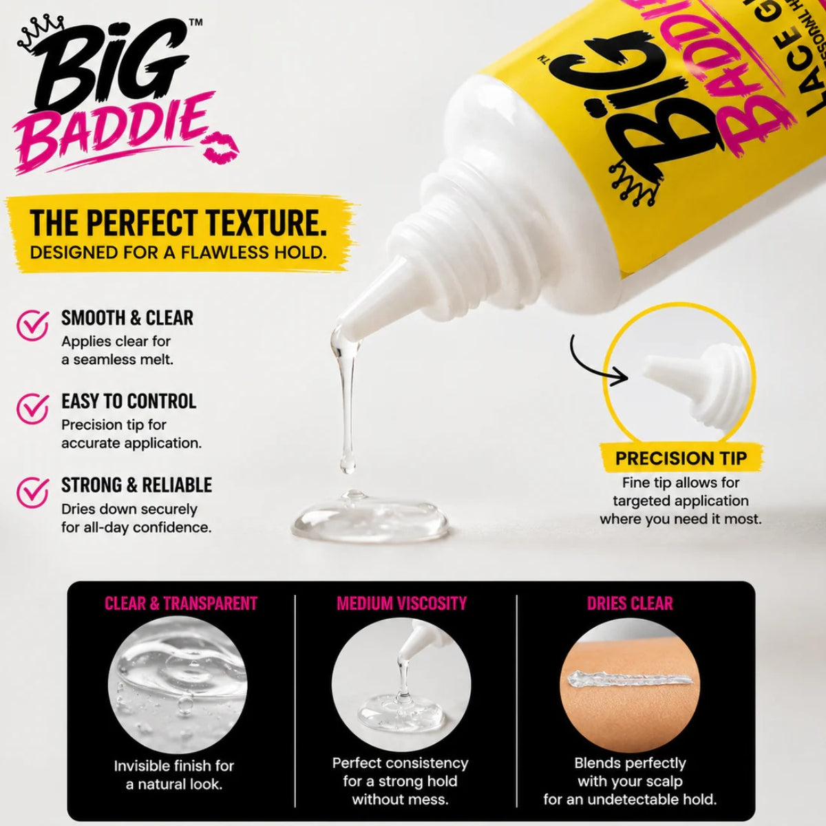BIG BADDIE Lace Glue – Extreme Hold Waterproof Wig Adhesive (1.3oz / 38mL)