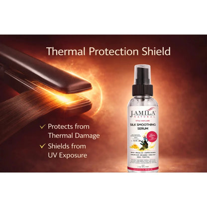 J. Amila Natural Silk Smoothing Serum with Olive Oil – Heat Protectant, Frizz Control &amp; High Gloss Shine for Natural Hair, Wigs &amp; Extensions (2 oz / 59.2 ml)