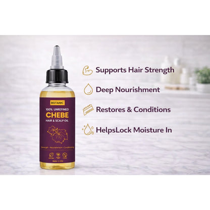 100% Unrefined Chebe Hair &amp; Scalp Oil – Strength, Nourishment &amp; Moisture Retention | Vegan, Cruelty-Free 4 fl oz (118 mL)
