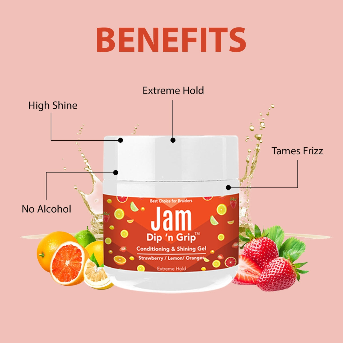 Jam Dip N Grip Strawberry/Lemon/Orange Shining Gel (4oz)