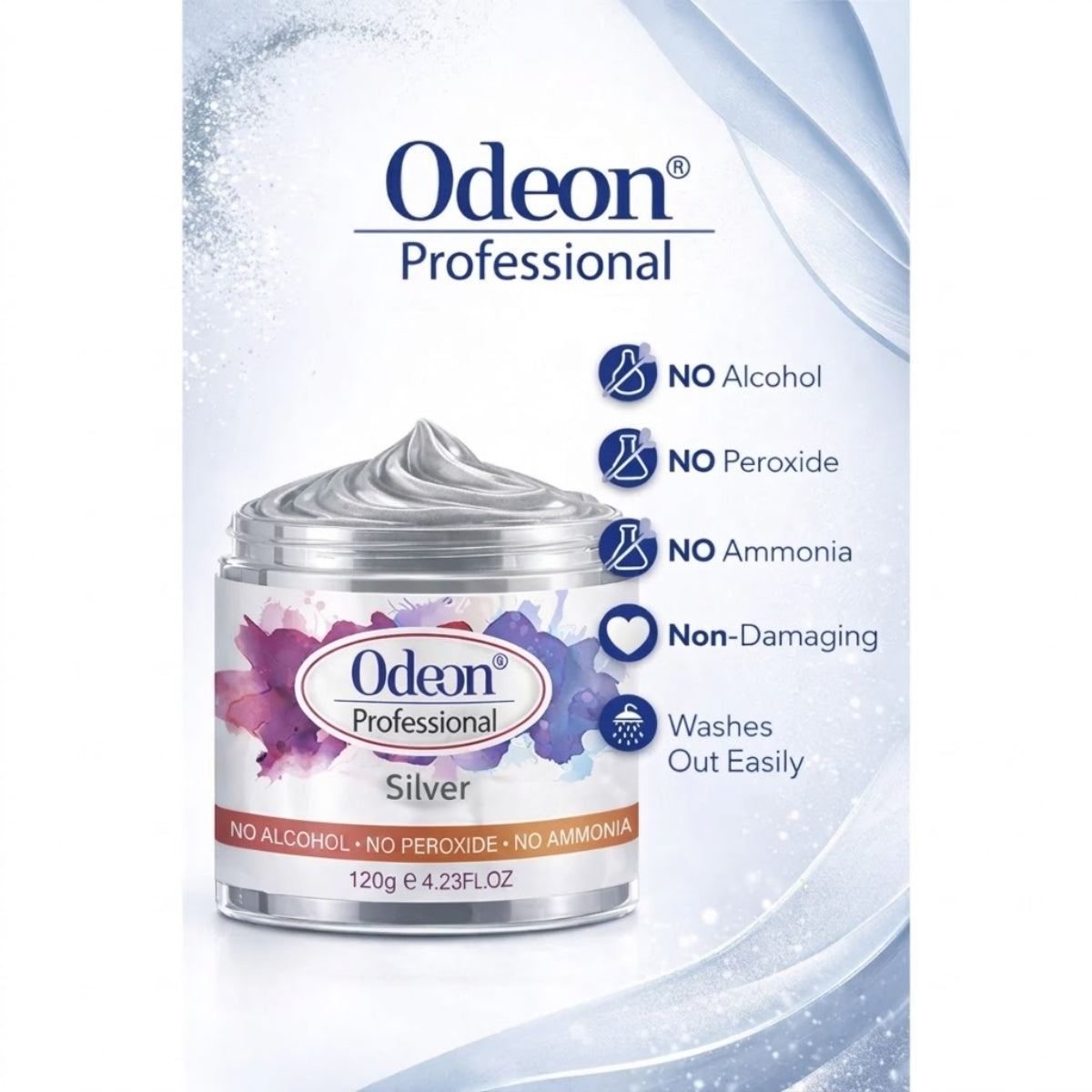Odeon Professional Silver Hair Color Wax – Temporary Hair Dye for Women &amp; Men | Washable, Natural Ingredients, Easy Styling (4.23oz)