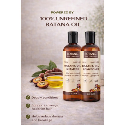 Botanic Hair Care 100% Unrefined Batana Oil Shampoo + Conditioner Bundle Complete Hair Care System 8oz
