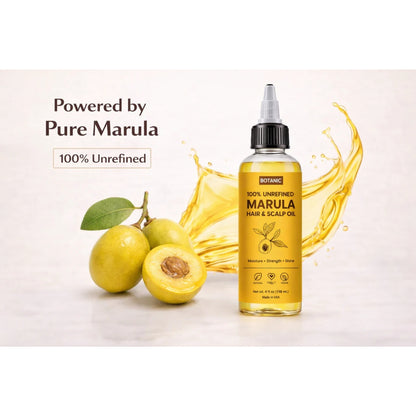 100% Unrefined Marula Hair &amp; Scalp Oil – Moisture, Strength &amp; Shine | Vegan, Cruelty-Free 4 fl oz (118 mL)