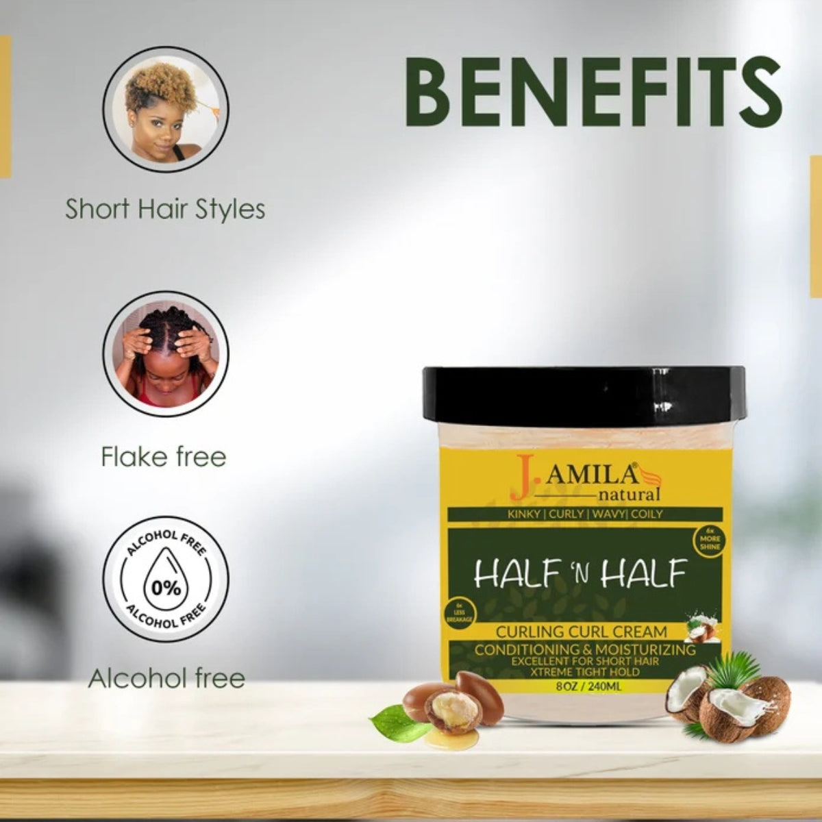 J. AMILA Award-Winning Half N’ Half Curl Cream (8oz)
