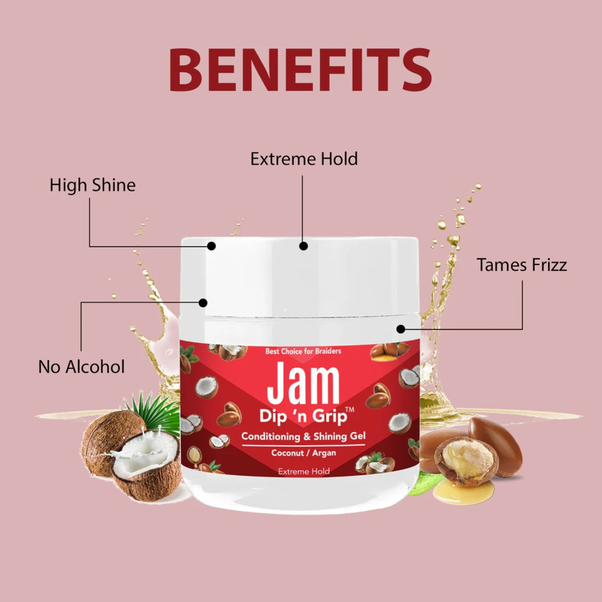 Dip n Grip Jam Strawberry, Lemon &amp; Orange Conditioning &amp; Shining Hair Gel Extreme Hold (4oz)
