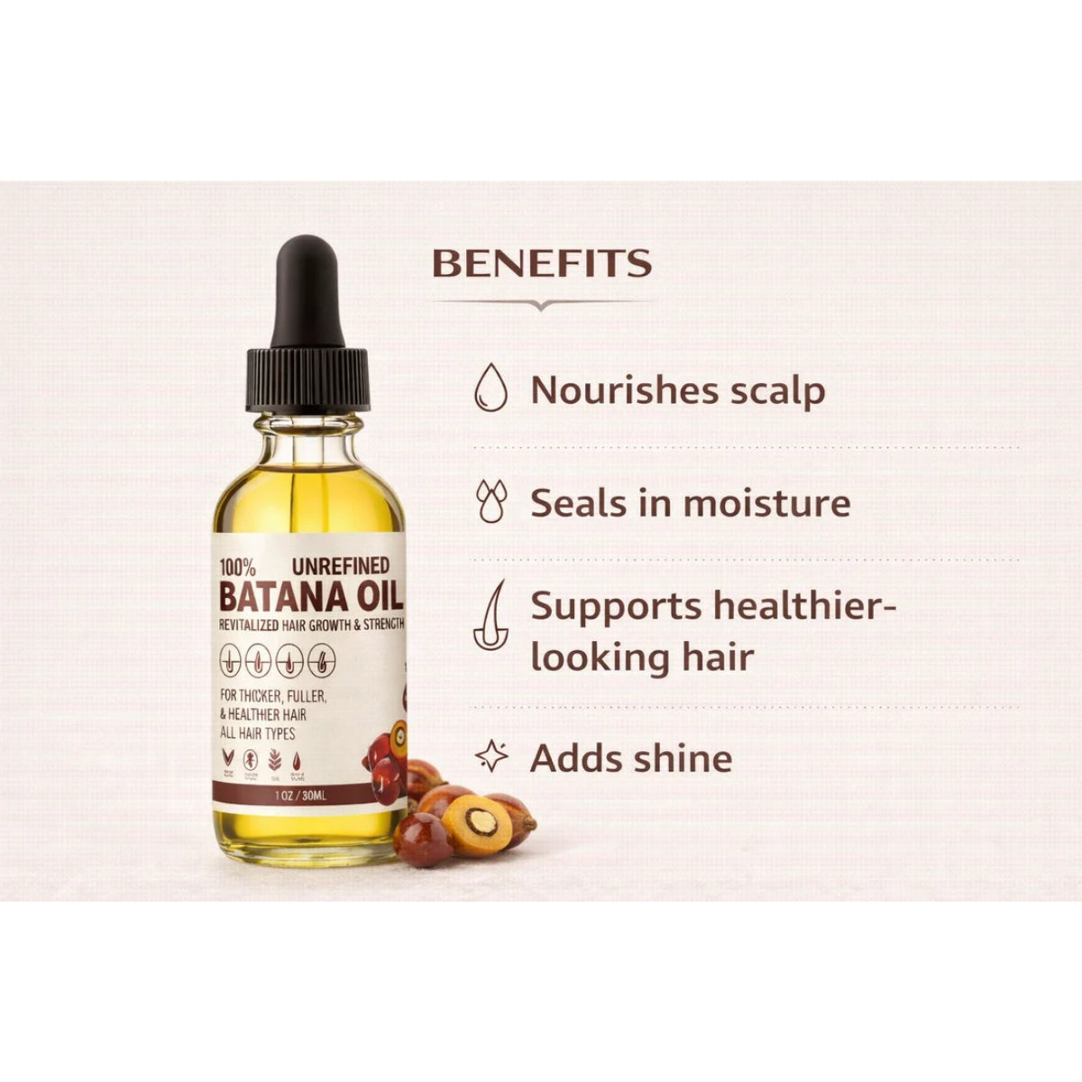 Botanic Hair Care. 100% Unrefined Batana Oil Hair Growth &amp; Scalp Treatment (1oz / 30ml)