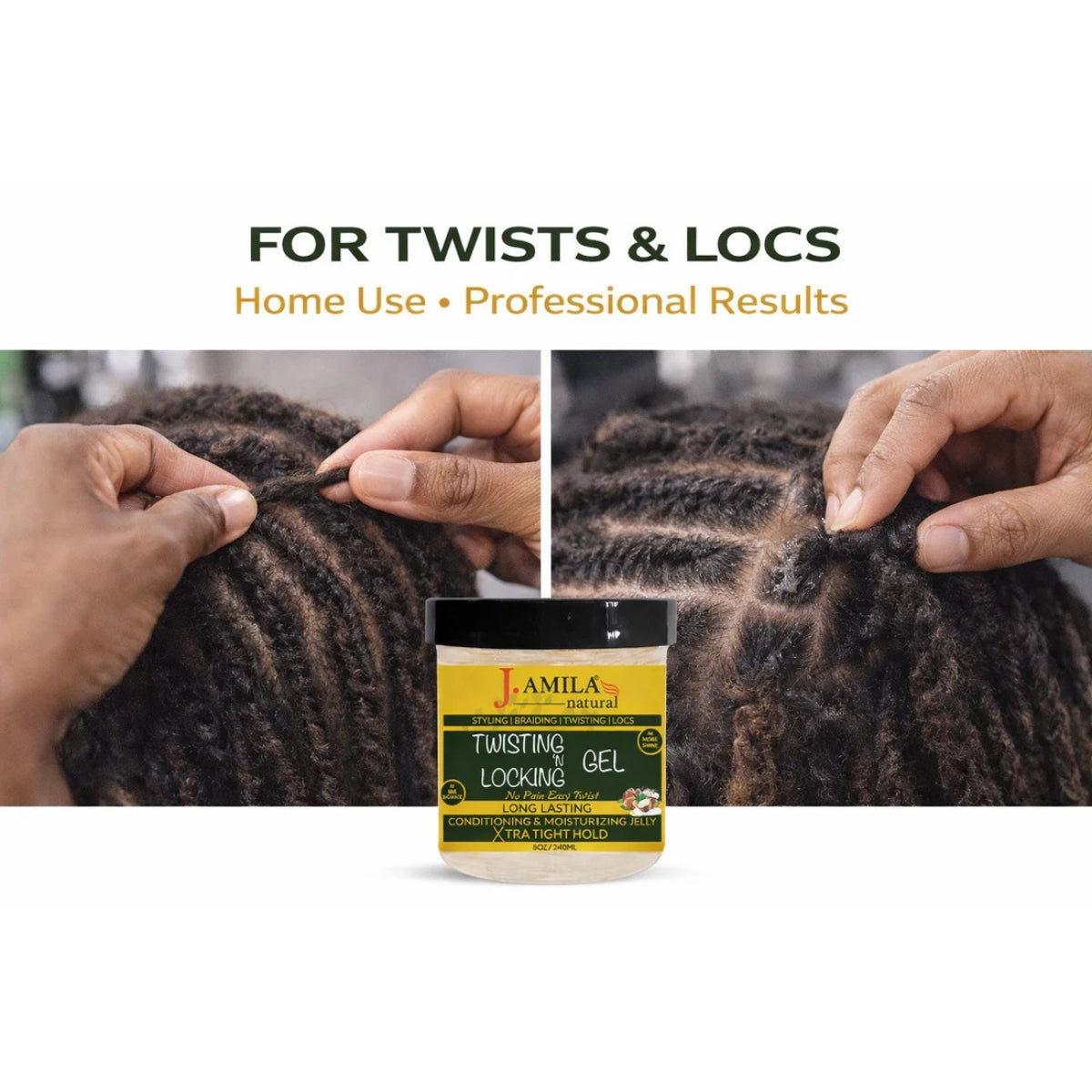 J. Amila Natural Award-Winning– Xtra Hold Twisting ‘N Locking Gel (8oz / 240ml)