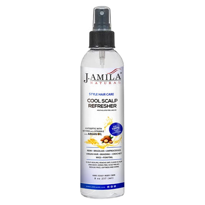 J. AMILA Natural Hair Care Cool Scalp Refresher Scalp Healing, Remove Dirt, Clean Scalp &amp; Body, Reduce Frizz, Softness and Shine with Vitamin E &amp; Argan Oil 8 oz