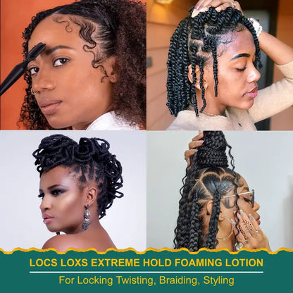 Stylo™ Locs Loxs Extreme Hold Foaming Lotion Locking, Twisting, Braiding &amp; Styling Mousse – Flake-Free Frizz Control 8oz / 240mL