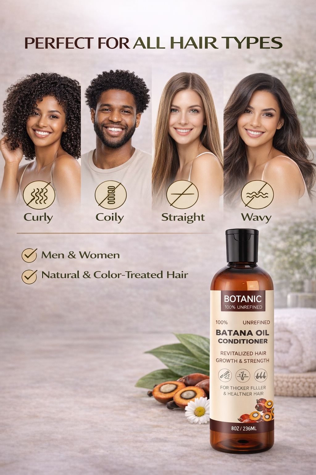 Batana oil conditioner suitable for all hair types curly coily straight and wavy