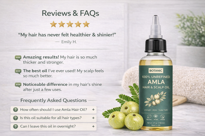 100% Unrefined Amla Hair &amp; Scalp Oil – Natural Growth, Shine &amp; Strength | Vegan, Cruelty-Free 4 fl oz (118 mL)