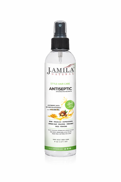 J. Amila Natural Antiseptic Spray with Argan Oil &amp; Myrrh – Scalp Relief, Itch Control &amp; Cleanse for Wigs, Braids &amp; Natural Hair (8 oz / 237 ml)