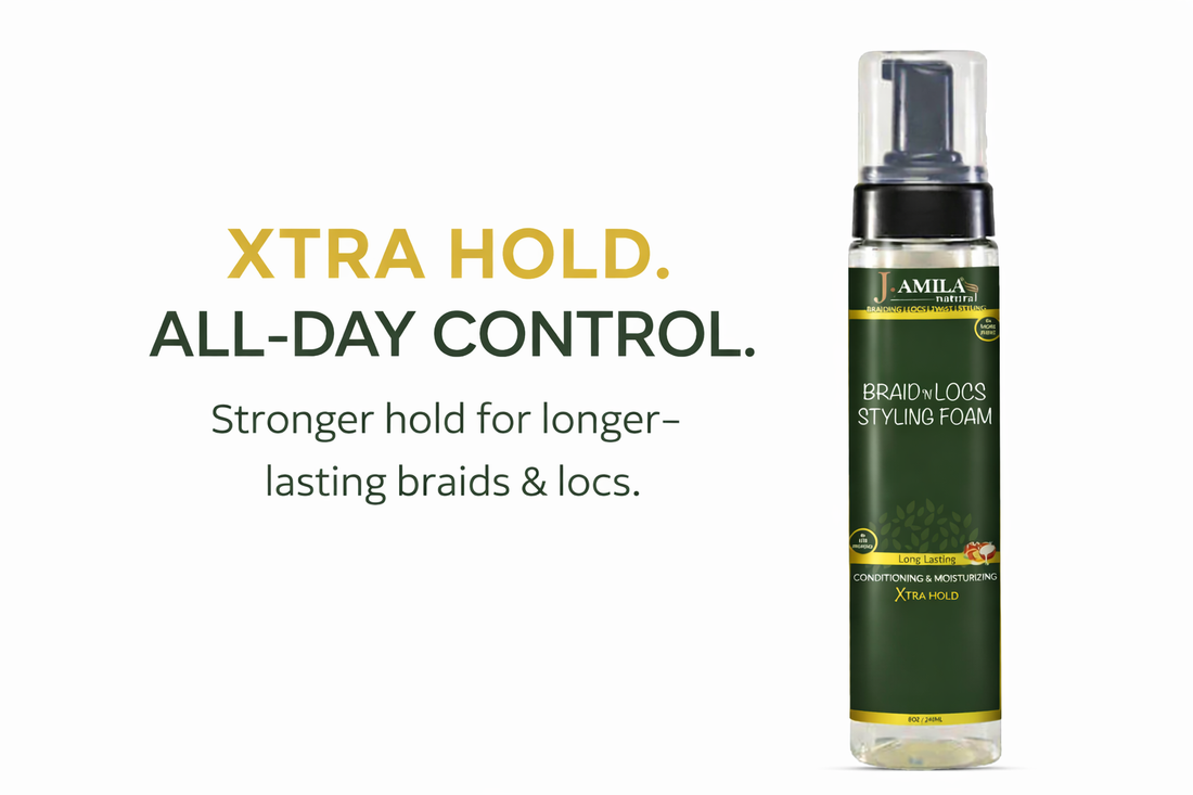 J. AMILA® Braid ’N Locs Styling Foam – Xtra Hold, Long-Lasting Shine (8oz)