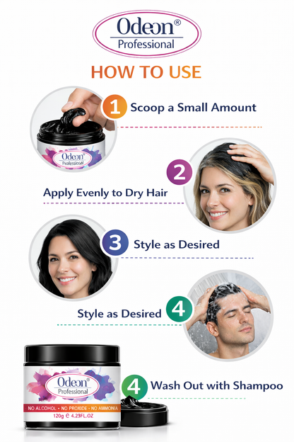 Odeon Professional Black Hair Color Wax, Temporary Hair Dye for Women &amp; Men (4.23oz)