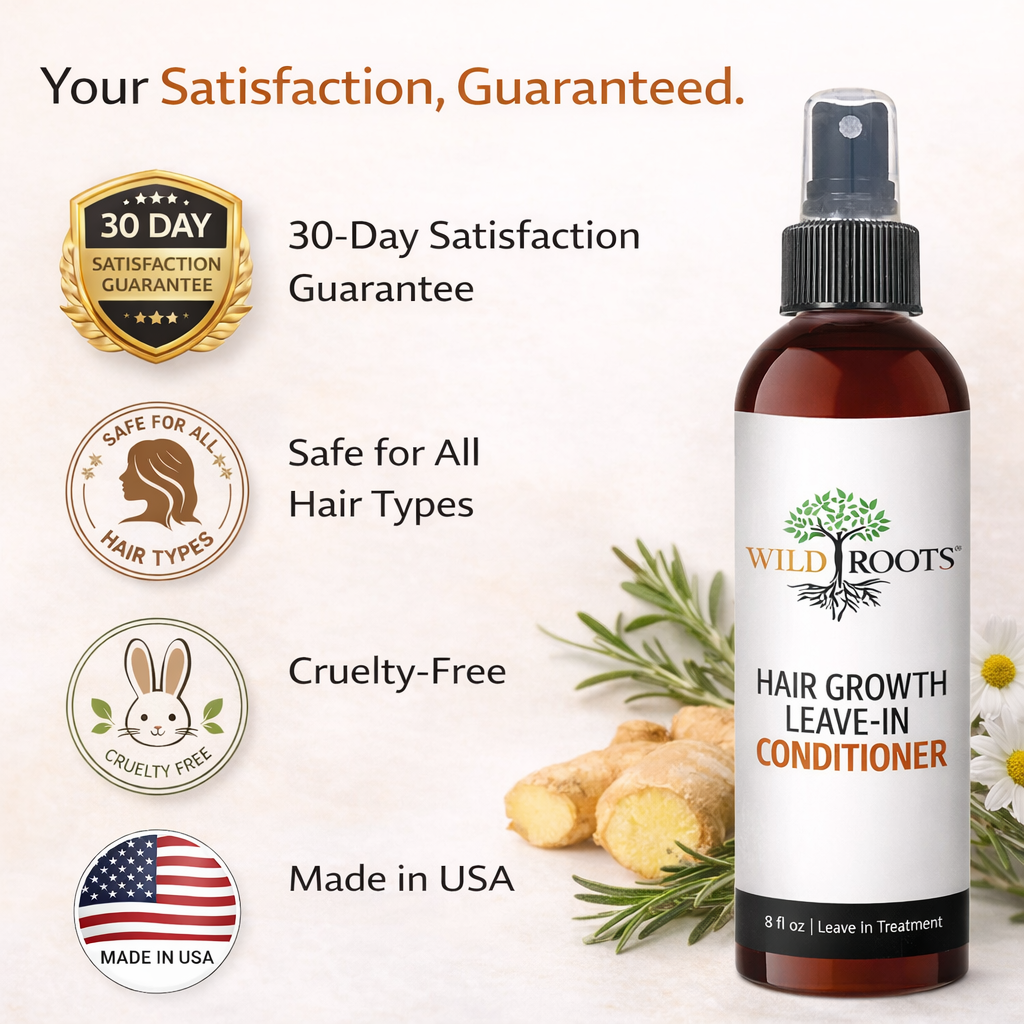 Wild Roots Hair Growth Leave-In Conditioner Spray – Thickening, Strengthening &amp; Volume Boost Treatment (8oz)