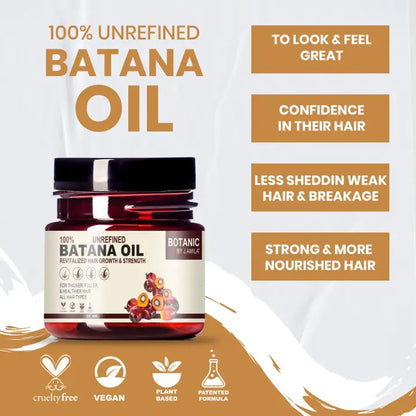 BOTANIC BY J.AMILA® 100% Unrefined Batana Oil Revitalized Hair Growth &amp; Strength – Thicker, Fuller &amp; Healthier Hair for All Hair Types 2oz / 60mL
