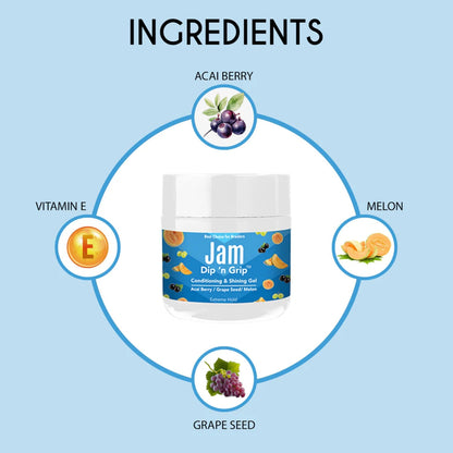 Jam Dip n Grip Conditioning &amp; Shining Gel Acai Berry/Grape Seed/Melon, Extreme Hold Hair Gel (4oz)