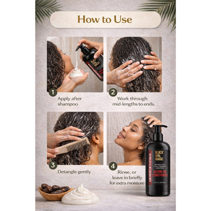 Black Girl Magic infused with Gold press, unrefined, Batana Hair Growth oil conditioner 12oz
