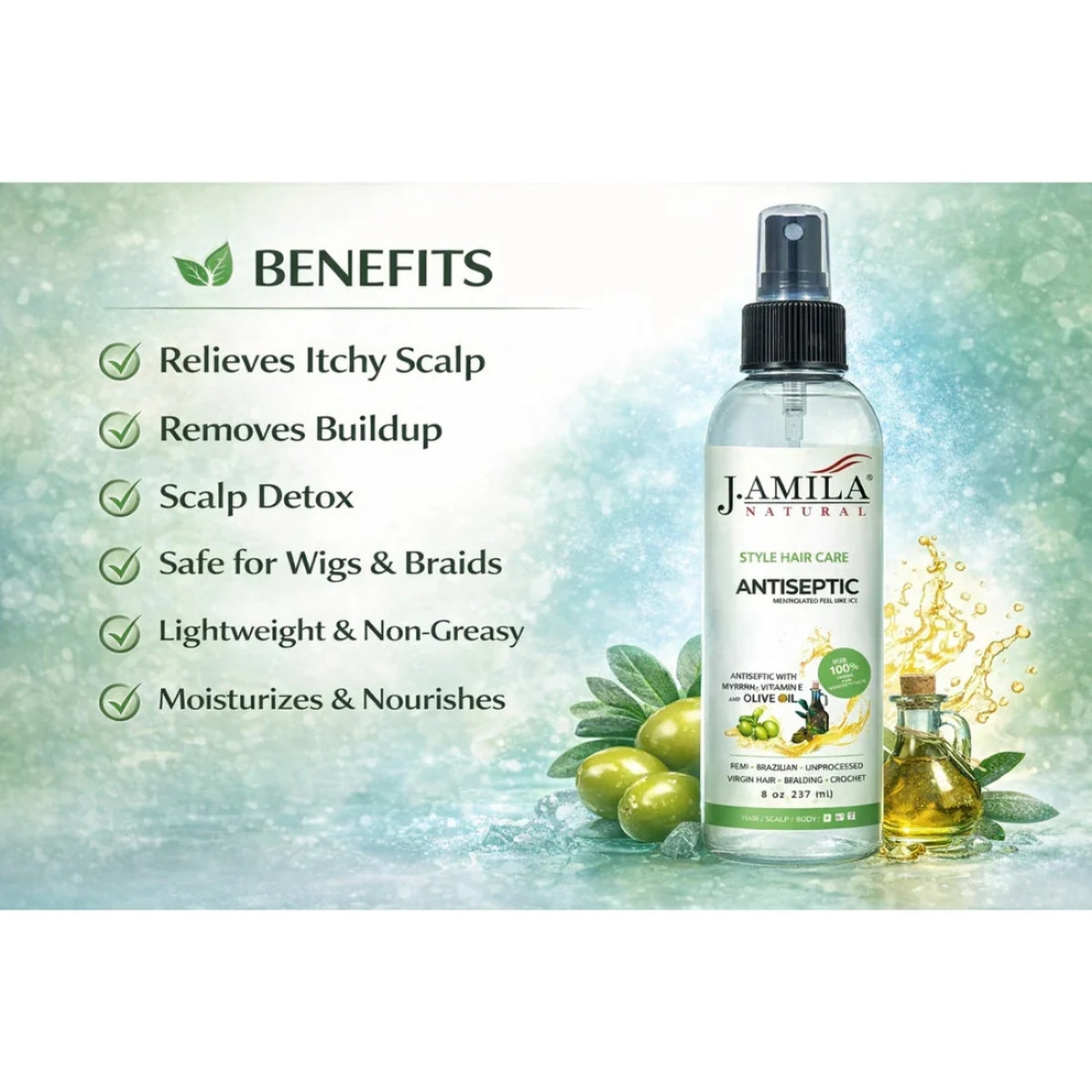 J. Amila Natural Antiseptic Spray with Olive Oil – Mentholated
