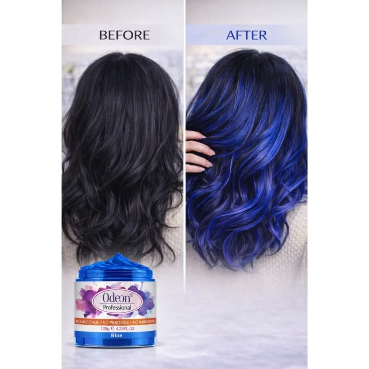Odeon Professional Blue Hair Color Wax, Temporary Hair Dye for Women &amp; Men (4.23oz)