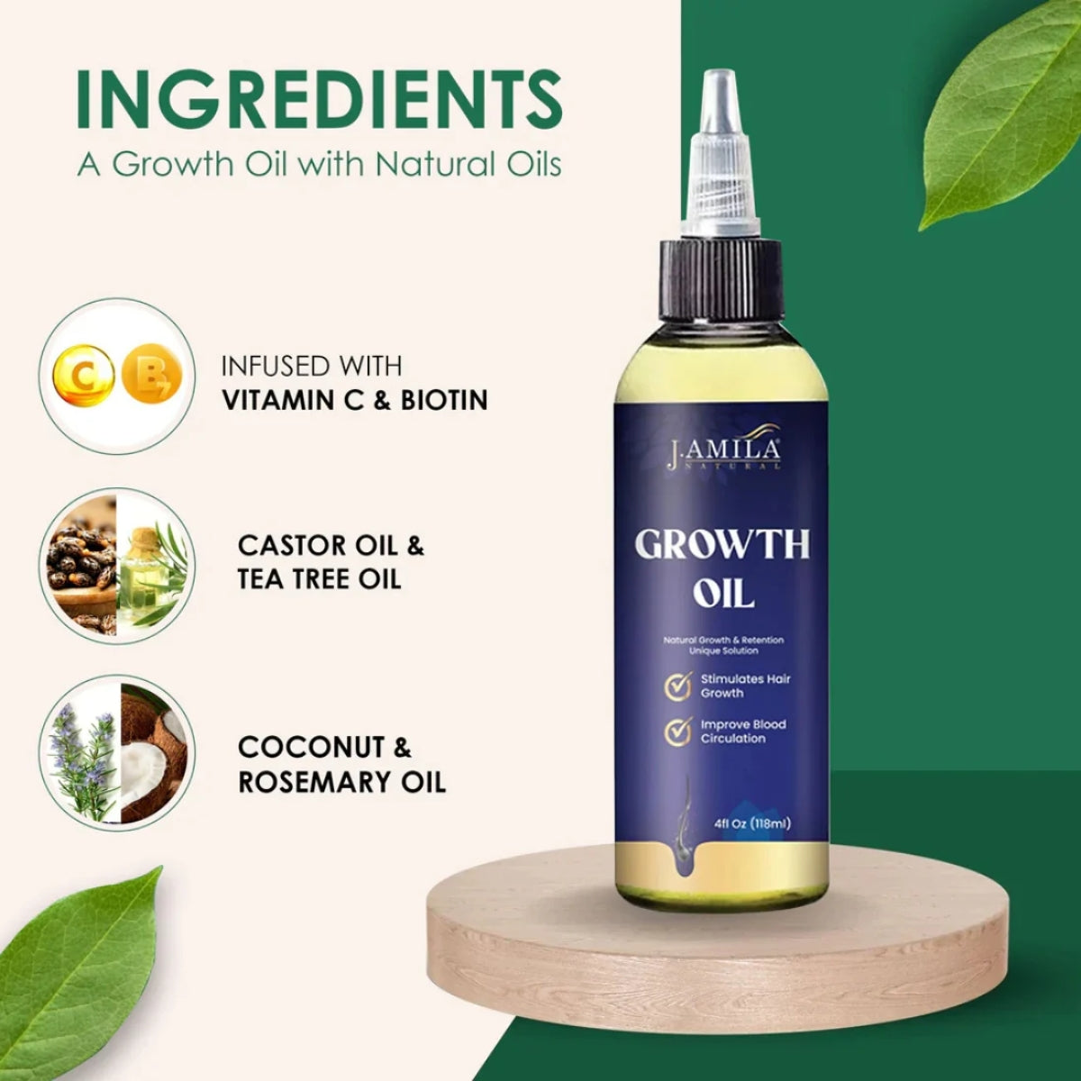 J.AMILA® Natural Growth Oil 4oz