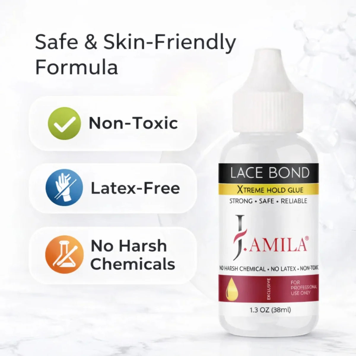 J.AMILA® Lace Bond Xtreme Hold Glue | Invisible, Non-Toxic Wig Adhesive – 1.3 oz (38 ml)