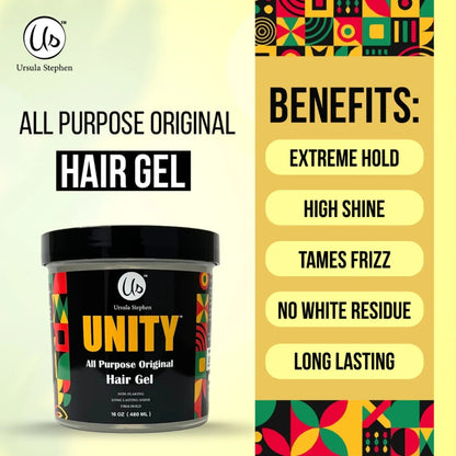 Ursula Stephen Unity All Purpose Original Hair Gel Non-Flaking, Long Lasting Shine, Firm Hold For All Hair Types 16 oz