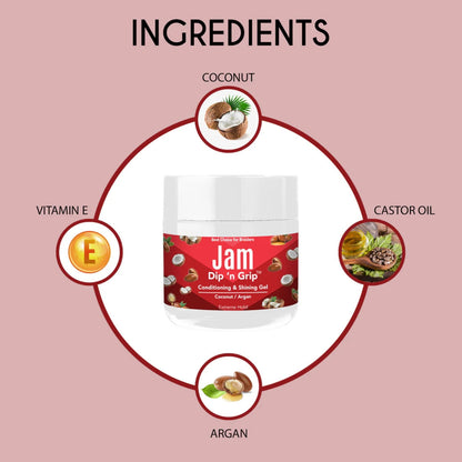 Dip n Grip Jam Strawberry, Lemon &amp; Orange Conditioning &amp; Shining Hair Gel Extreme Hold (4oz)