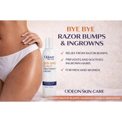 Odeon® Skin &amp; Scalp Treatment Cream – Ingrown Hair &amp; Razor Bump Solution (3.5 oz / 100ml)