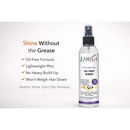 J. AMILA Natural Oil Free Sheen Spray with Vitamin E &amp; Coconut Oil – Lightweight Shine, Heat &amp; UV Protection for Wigs, Braids &amp; Natural Hair 8 oz 237 ml