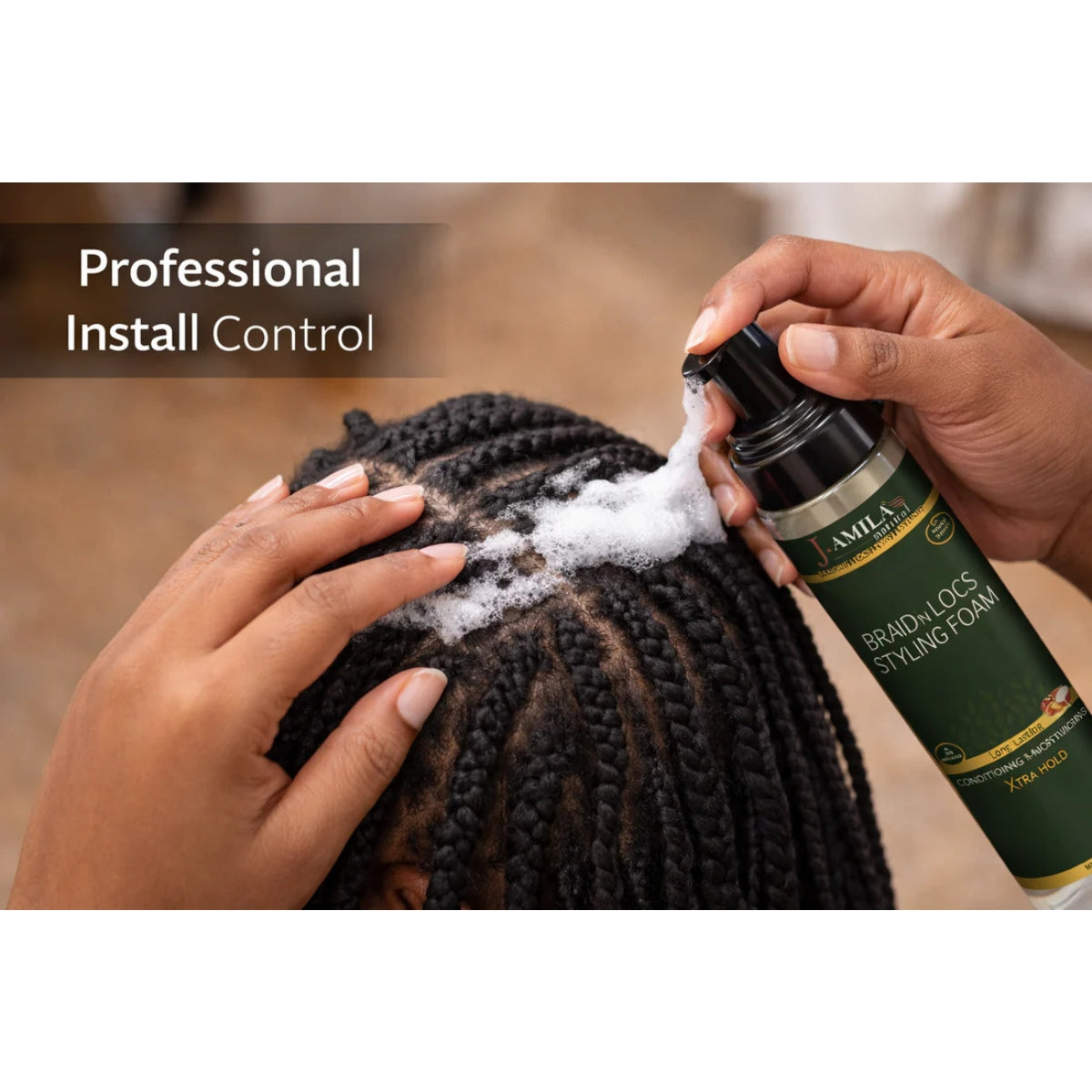 J. AMILA® Braid ’N Locs Styling Foam – Xtra Hold, Long-Lasting Shine (8oz)