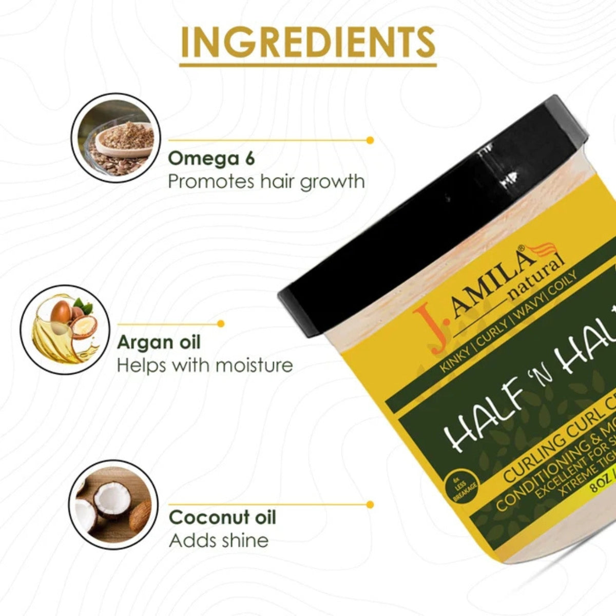 J. AMILA Award-Winning Half N’ Half Curl Cream (8oz)