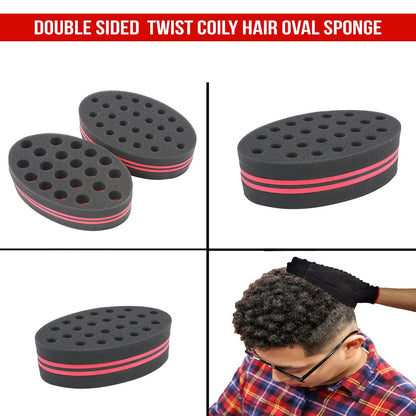 Double Sided Twist Coily Hair Oval Sponge for Men, Women &amp; Kids