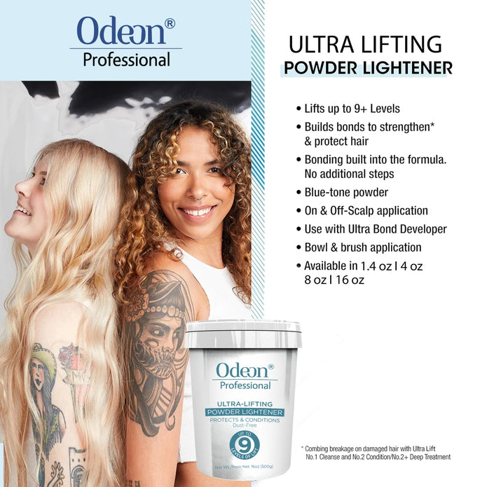 Odeon Professional Ultra-Lifting Powder Lightener Up to 9 Levels 16oz -500g