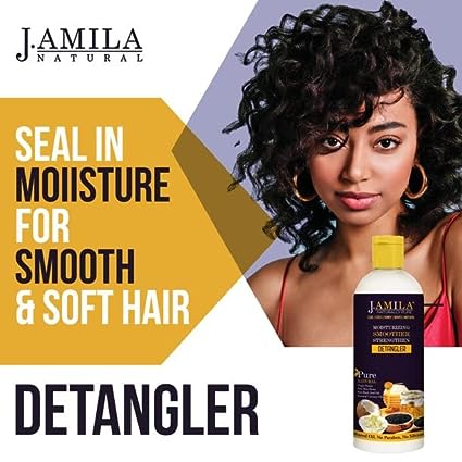J.Amila Pure Natural Moisturizing Dry Away Shampoo, Leave in Conditioner, Moisturizing Dry Away Conditioner, Moisturizing Smoother Strengthen Detangler (4 Packs)