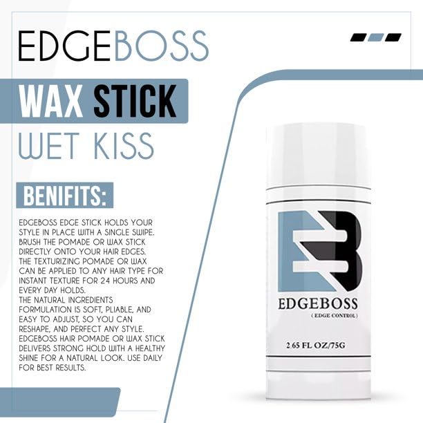 EdgeBoss Hair Wax Stick - Non-Greasy Styling Wax for Slick Hair Wigs, Control Flyaways &amp; Edge Frizz - 5 Pack
