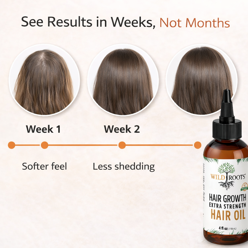 Wild Roots Extra Strength Hair Growth Oil – Fast-Growing, Thickening Scalp &amp; Hair Treatment (4oz)
