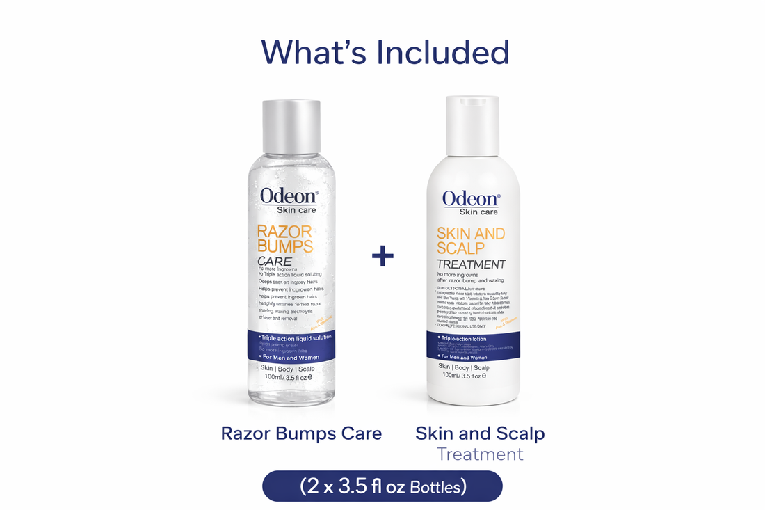 ODEON Professional Razor Bumps Care &amp; Skin and Scalp Treatment Duo – Ingrown Hair &amp; Irritation Relief (2 x 3.5 fl oz)