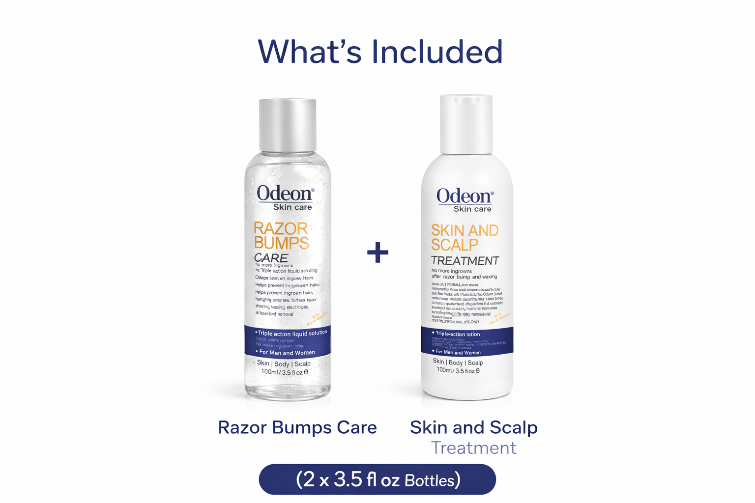 Odeon Professional Razor Bumps Care &amp; Skin and Scalp Treatment Duo – Ingrown Hair &amp; Irritation Relief (2 x 3.5 fl oz)