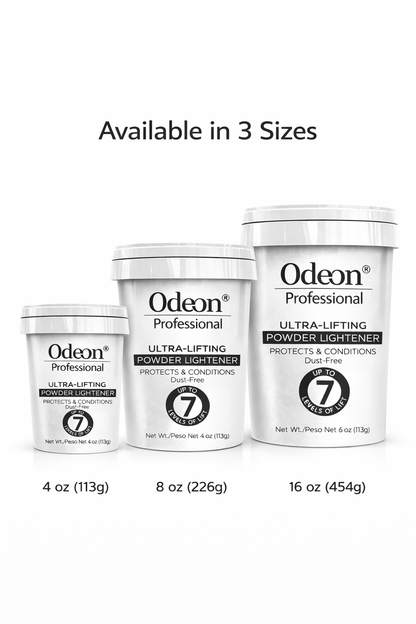 Odeon® Professional Ultra-Lifting Powder Lightener – Dust-Free Bleach, Up to 7 Levels of Lift (16 Oz)