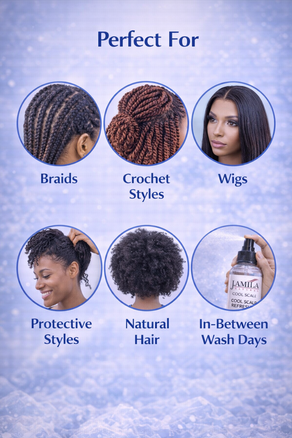 J. AMILA Natural Cool Scalp Refresher with Menthol, Myrrh, Vitamin E &amp; Coconut Oil – Cooling Scalp Spray for Braids, Wigs, Natural &amp; Synthetic Hair (8 oz)